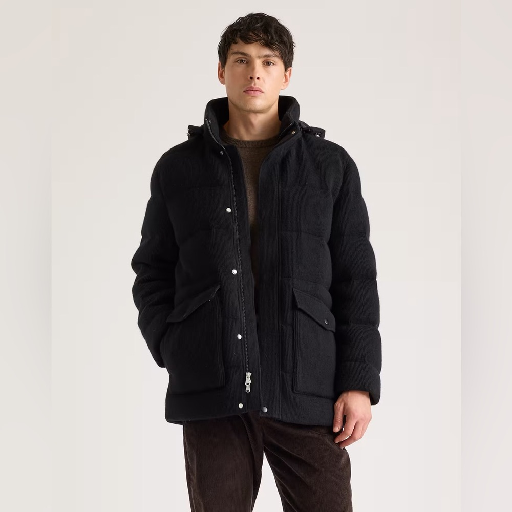 Quince Black Quilted Hooded Puffer Jacket